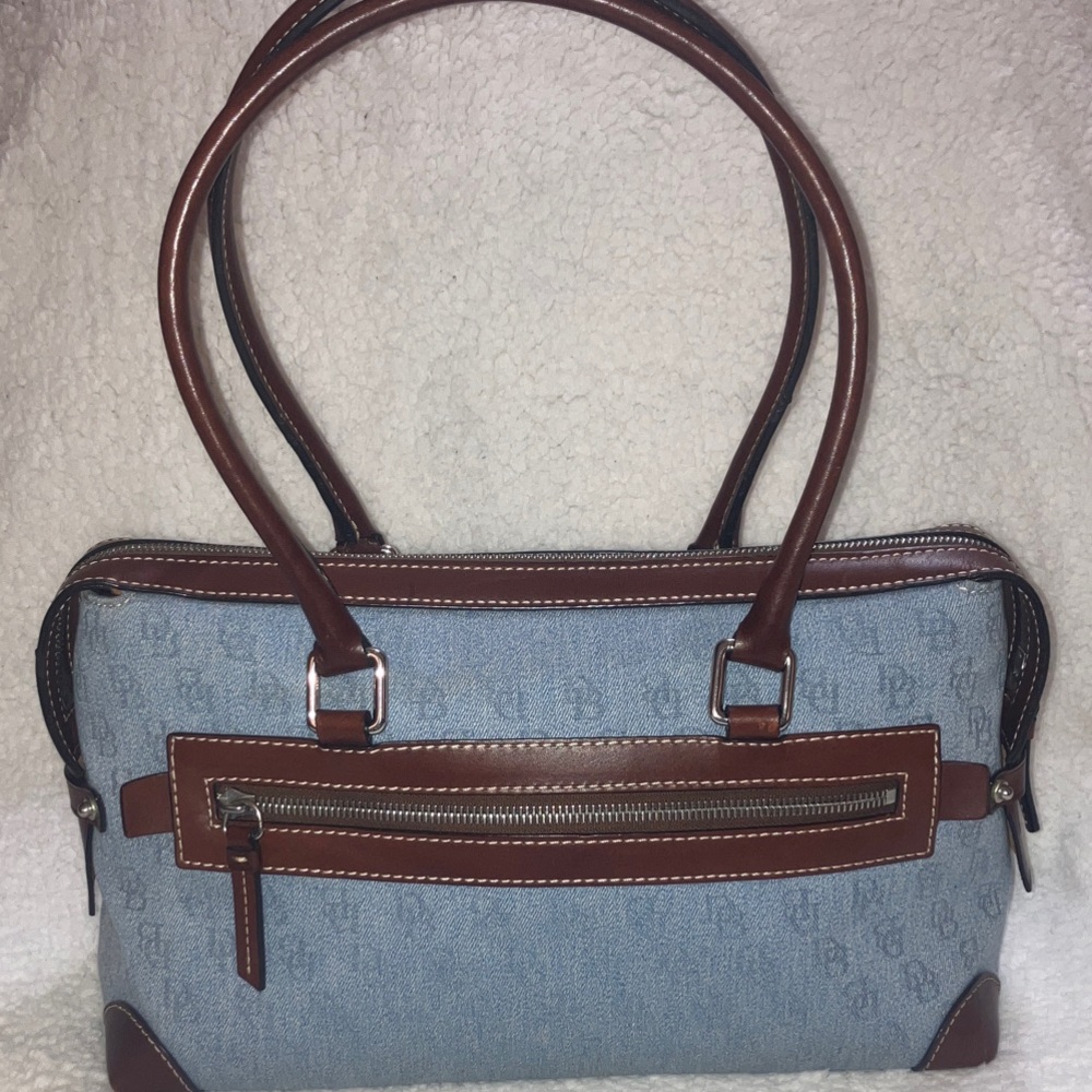 Dooney & Bourke Y2K Denim/Chestnut leather satchel in like new condition - Picture 4 of 16